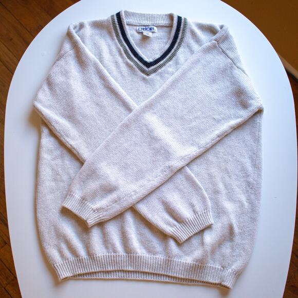 Vintage Cherokee Loose Fit Cream V-Neck Sweater Size XL - Picture 1 of 7